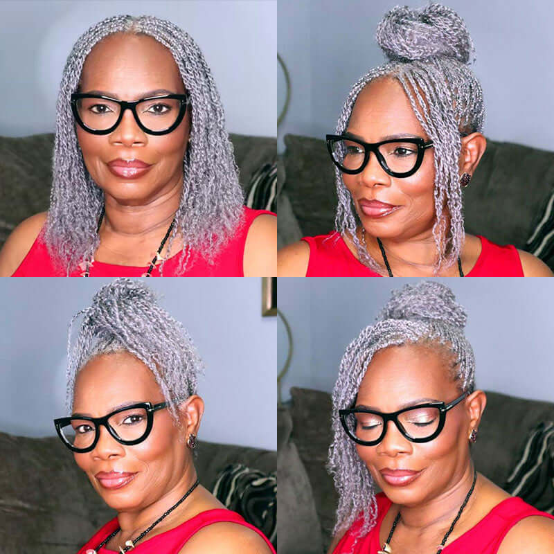 QVR Brazilian Grey Color Remy Hair Afro kinky Bulk Human Hair For Braiding Dreadlock Hair