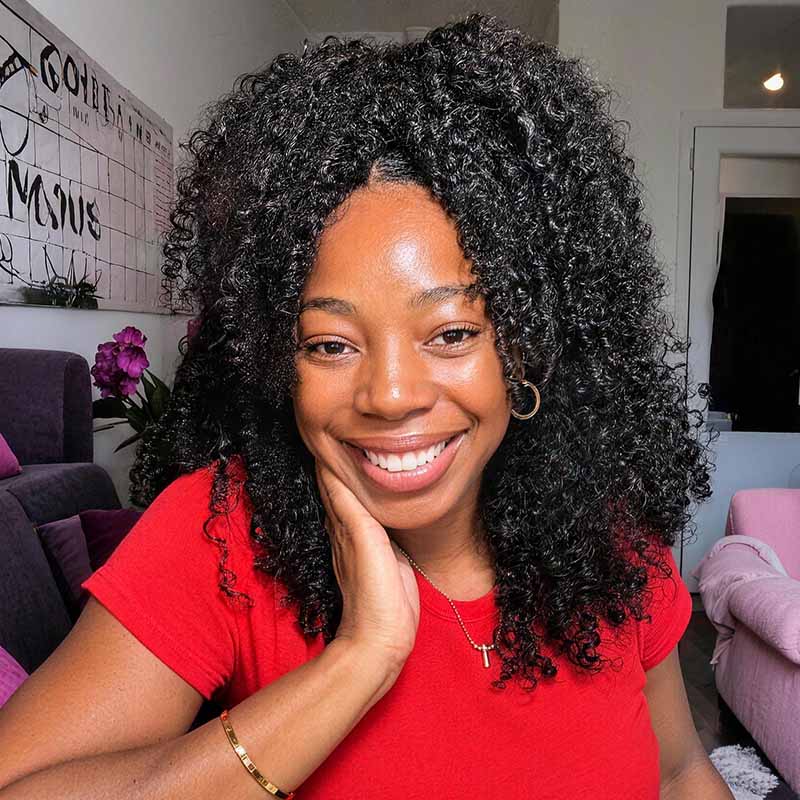 QVR Glueless Twist Curly Half Wig 250% Density Human Hair Wig Wear Go Flip Over Wig