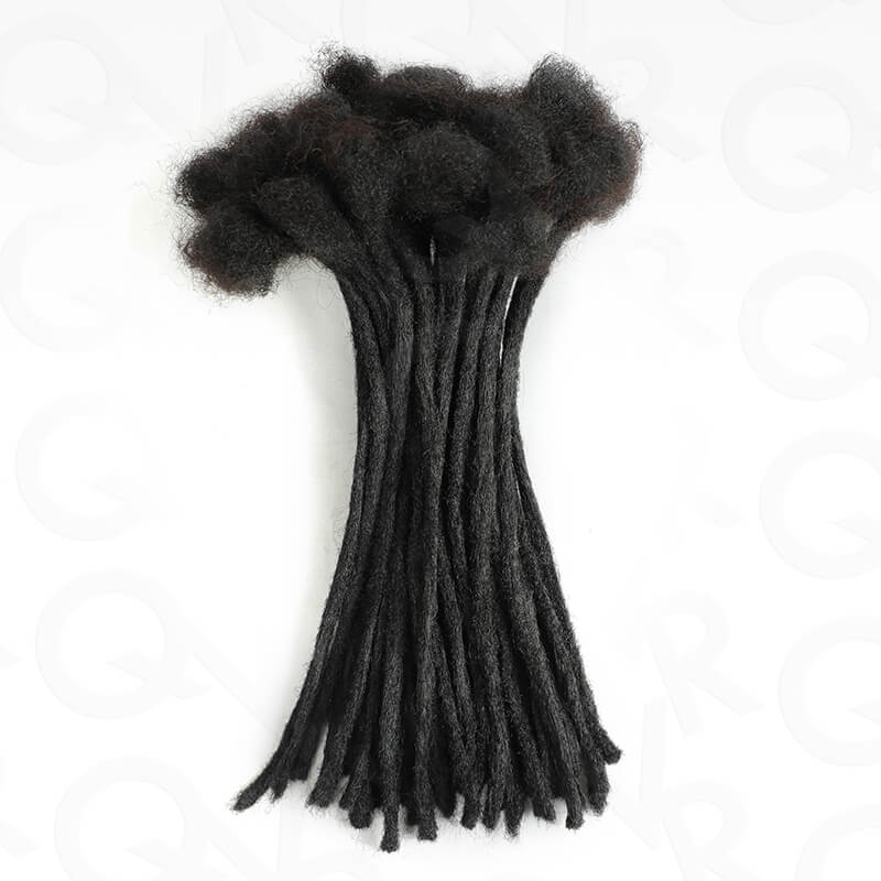 QVR Handmade Dreadlocks Natural Black Thickness 0.6cm Human Hair Loc Extensions