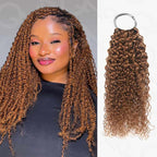QVR Highlight Brown Small Kinky Curly Feather Crochet Hair Machine Made Feather Human Hair Extension