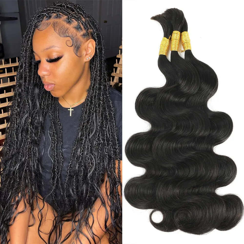 QVR Body Wave Bulk Hair Extensions for Boho Knotless Braiding