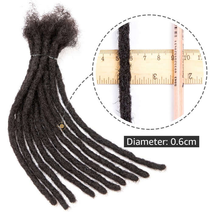 QVR Handmade Dreadlocks Natural Black Thickness 0.6cm Human Hair Loc Extensions