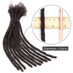 QVR Handmade Dreadlocks Natural Black Thickness 0.6cm Human Hair Loc Extensions