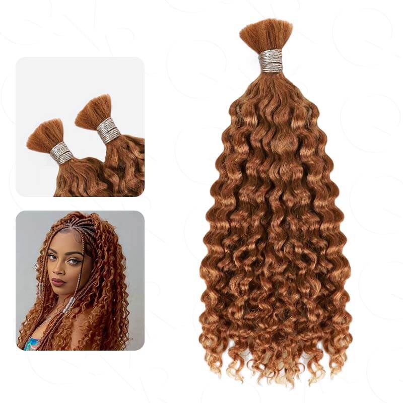 QVR Multi-Color Water Wave Bulk Hair Extensions for Boho Knotless Braiding