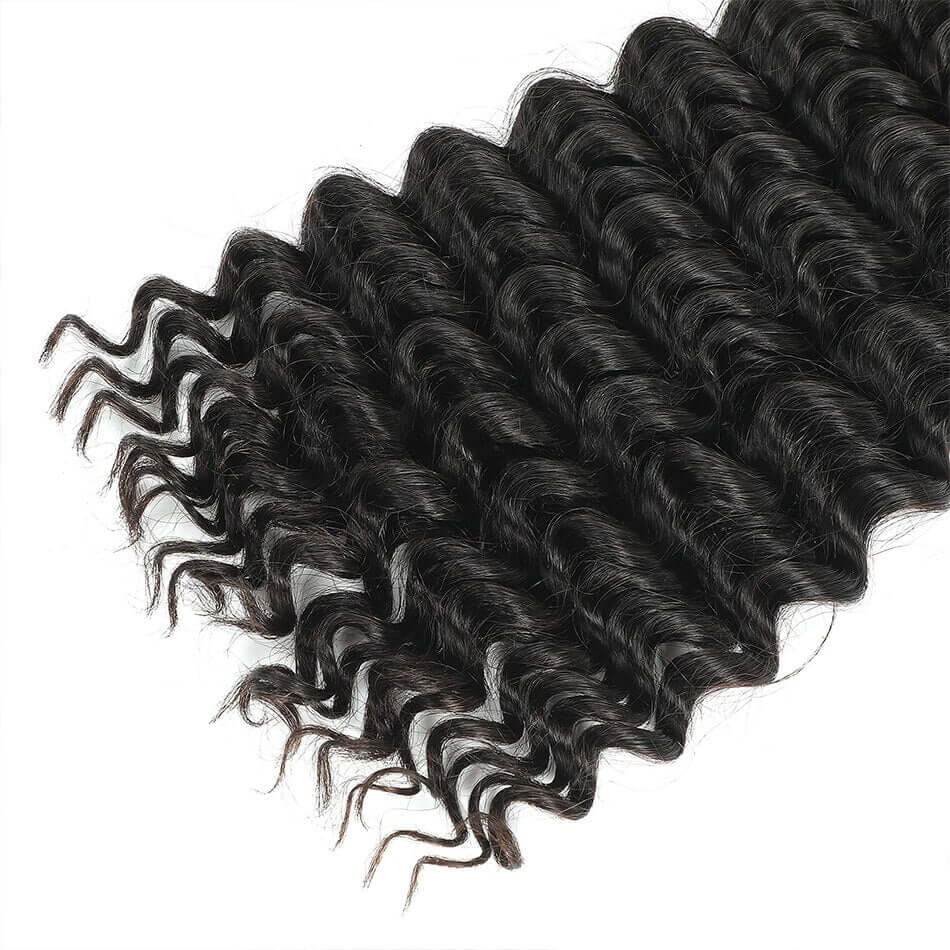 QVR Deep Wave Bulk Hair Extensions for Boho Knotless Braiding