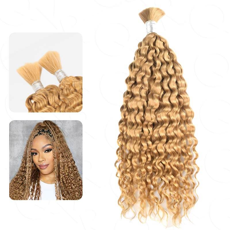 QVR Multi-Color Water Wave Bulk Hair Extensions for Boho Knotless Braiding