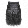 QVR Best 9PCS Weft Clip In Hair Extensions 5PCS Volumizer Ramen Curl Clip In Human Hair