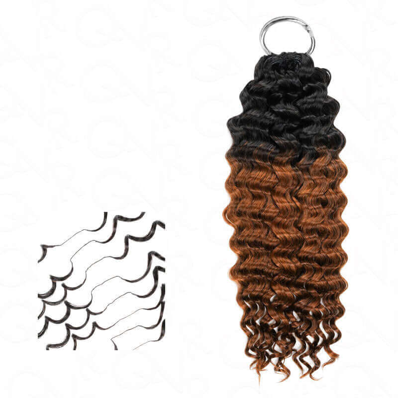 QVR #T1B/30 Feather Crochet Human Hair Burmese Curly Machine Made Crochet Weave Hair Extensions