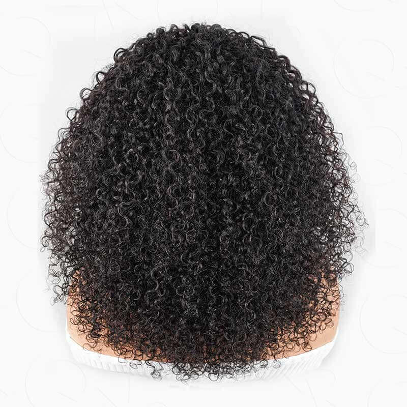 QVR Glueless Twist Curly Half Wig 250% Density Human Hair Wig Wear Go Flip Over Wig