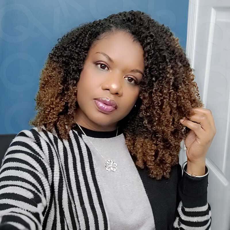 QVR #T2/30 Crochet Hair Afro Kinky Curly Machine Made Feather Human Hair Extension