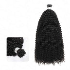 QVR Afro Kinky Curly I Tip Hair Extensions Natural Black Human Hair