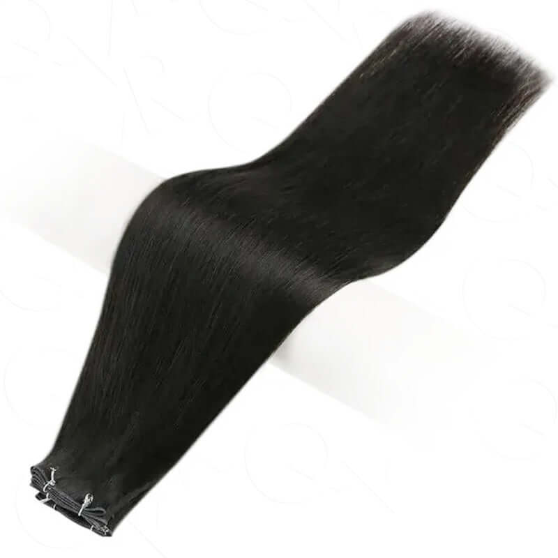 QVR Quick Weave Human Hair Bundles Natural Black Straight Invisible Genius Weft Sew In Hair Extensions
