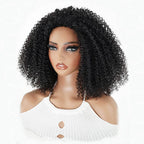 QVR Glueless Auburn Brown Kinky Curly Half Wig 250% Density Human Hair Wig Wear Go Flip Over Wig