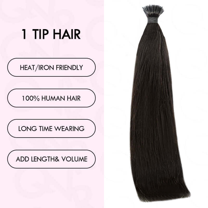 QVR Afro Kinky Curly I Tip Hair Extensions Natural Black Human Hair