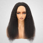 QVR Glueless Kinky Straight Half Wig 250% Density Human Hair Wig Wear Go Flip Over Wig