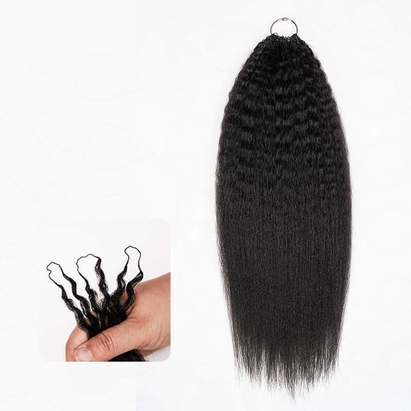 QVR Kinky Straight Crochet Hair Natural Black Machine Made Feather Human Hair Extension