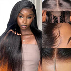 QVR Gluless Pre-cut 4x6 HD Lace Closure Human Hair Wigs Kinky Straight Wear&Go Wig