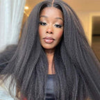 QVR Gluless Pre-cut 4x6 HD Lace Closure Human Hair Wigs Kinky Straight Wear&Go Wig