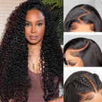 QVR Pre-Bleached Deep Wave 7x5 Lace Wig Glueless Human Hair Wigs