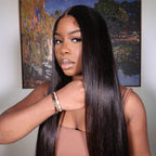 QVR 7x5 Glueless Lace Straight Wig With Pre Plucked Hairline 180% Density