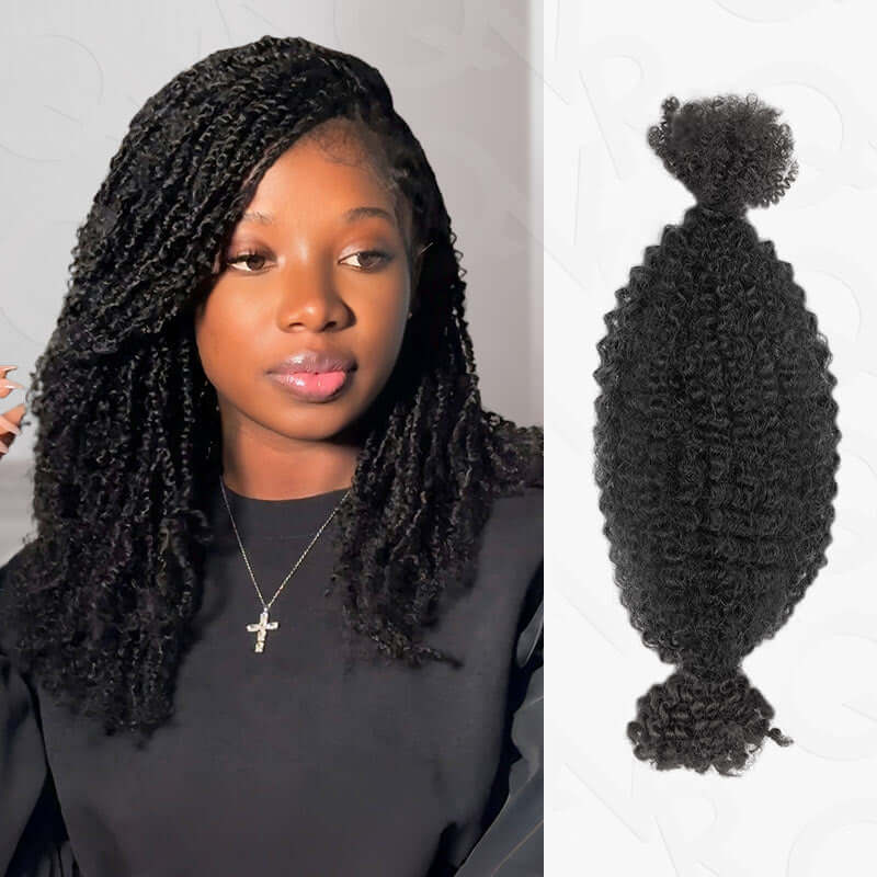 QVR Upgraded Kinky Bulk Natural Black hair 4a/3c Extensions