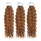 QVR Auburn Brown #30 Crochet Hair Water Wave Machine Made Feather Human Hair Extension