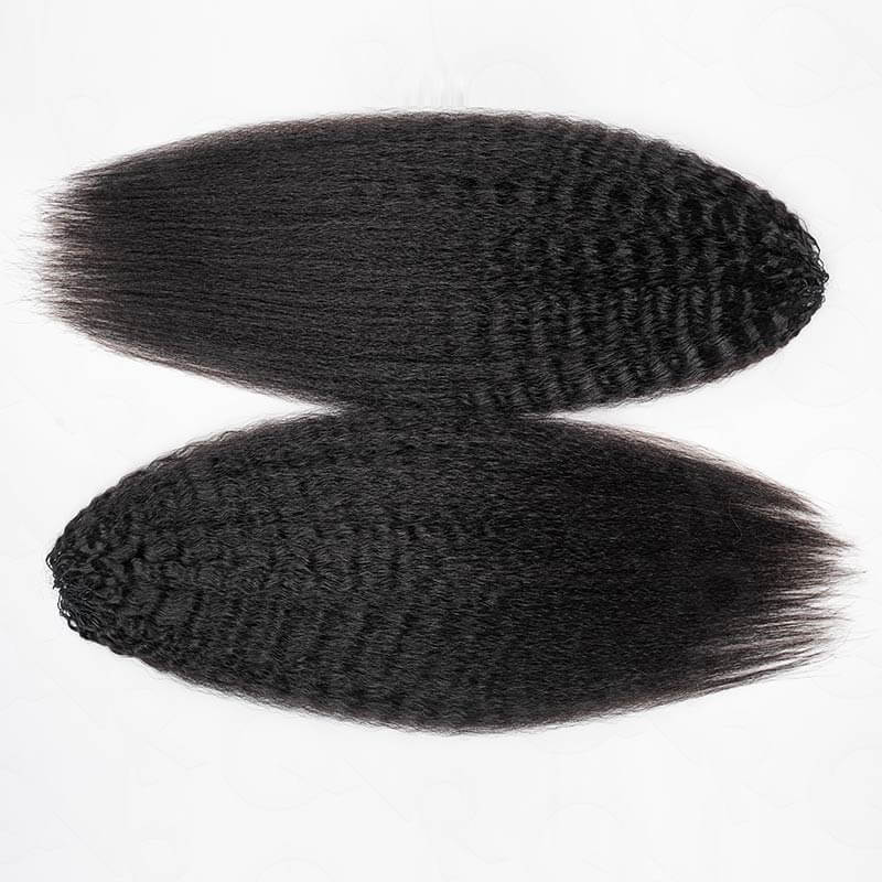 QVR Kinky Straight Crochet Hair Natural Black Machine Made Feather Human Hair Extension