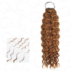 QVR Auburn Brown #30 Crochet Hair Water Wave Machine Made Feather Human Hair Extension