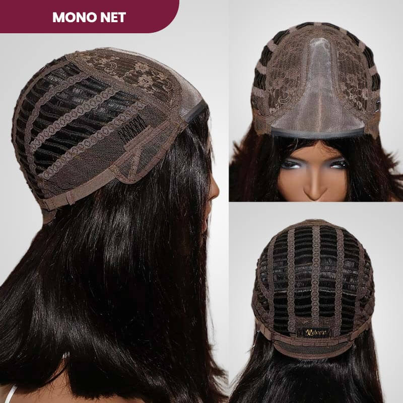 QVR 15A Unprocessed Mono Net Short Bob Glueless Wig Natural Parting and Virgin Human Hair Wigs
