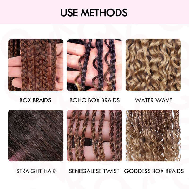 QVR Multi-Color Water Wave Bulk Hair Extensions for Boho Knotless Braiding