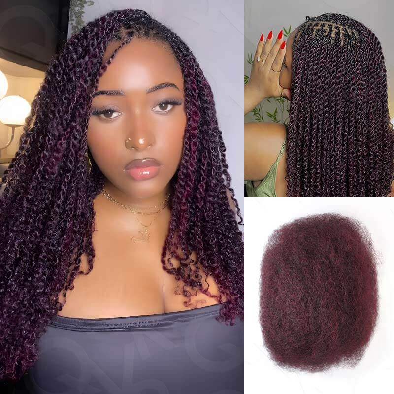 QVR Natural Black Afro kinky Bulk Hair Extensions For Braiding Dreadlock Human Hair
