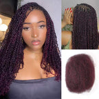 QVR Mix #1B/99J Color Afro Kinky Bulk Human Hair For Braiding Dreadlock Hair