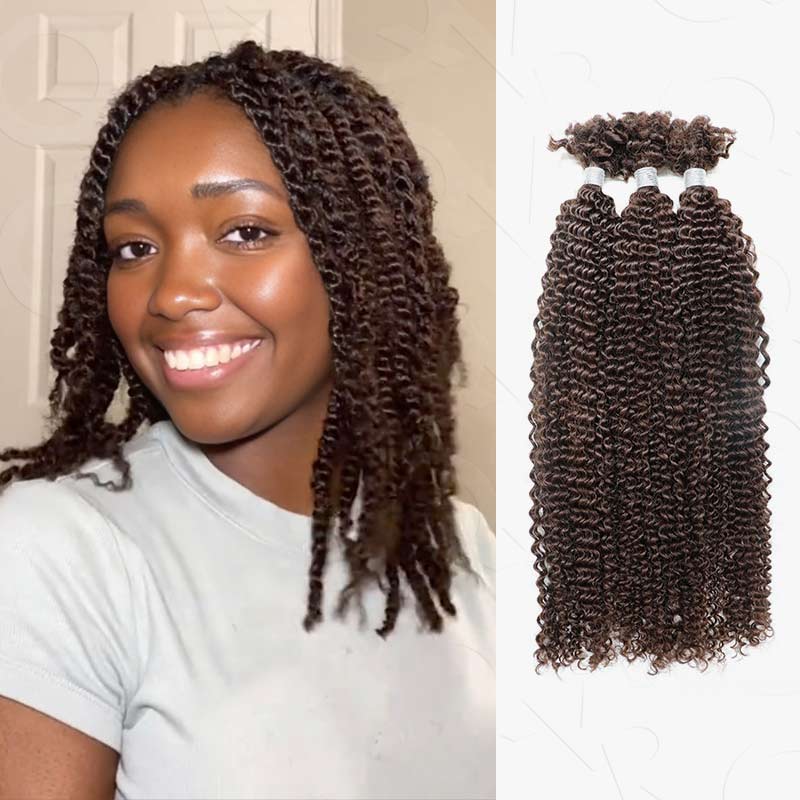 QVR Human Afro Kinky V Bulk Natural Curly Hair for Kinky Twist Crochet Braiding Hair