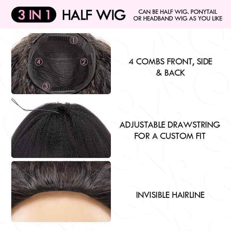 QVR Glueless Highlight Brown #1B/30 Twist Curly Half Wig 250% Density Human Hair Wig Wear Go Flip Over Wig