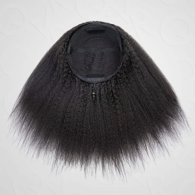 QVR Glueless Kinky Straight Half Wig 250% Density Human Hair Wig Wear Go Flip Over Wig