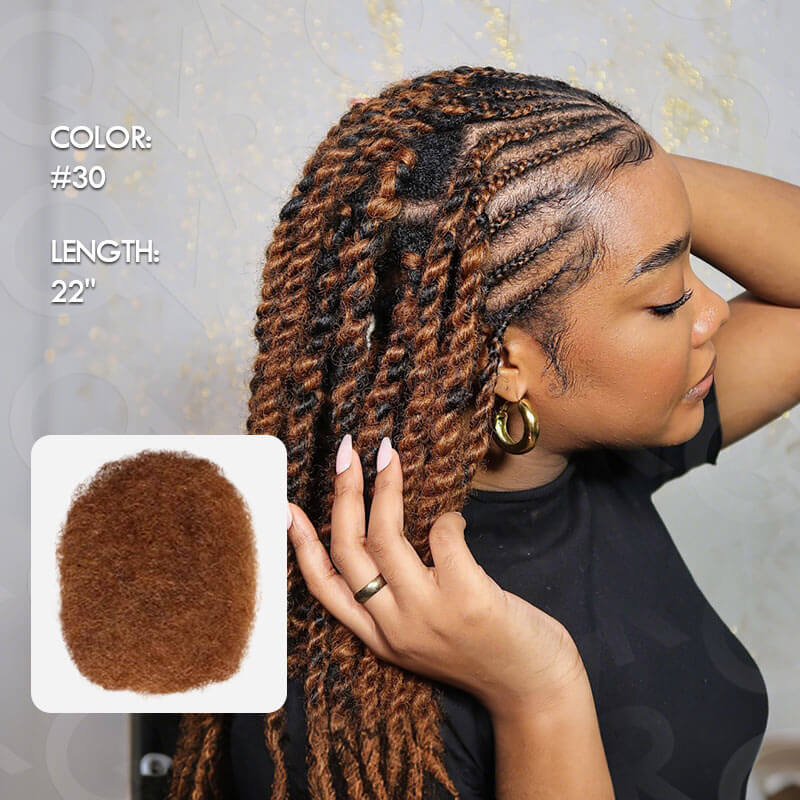 QVR Affordable Afro Kinky Bulk Human Hair Auburn Color For Braiding DreadLock