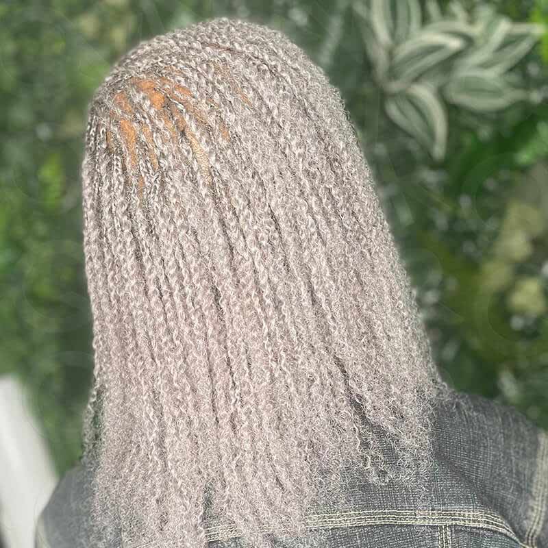 QVR Brazilian Grey Color Remy Hair Afro kinky Bulk Human Hair For Braiding Dreadlock Hair