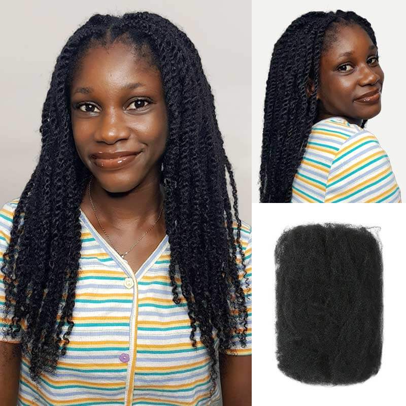 QVR Mixed Color #4/30 Afro Kinky Bulk Highlights #27/30 Human Hair