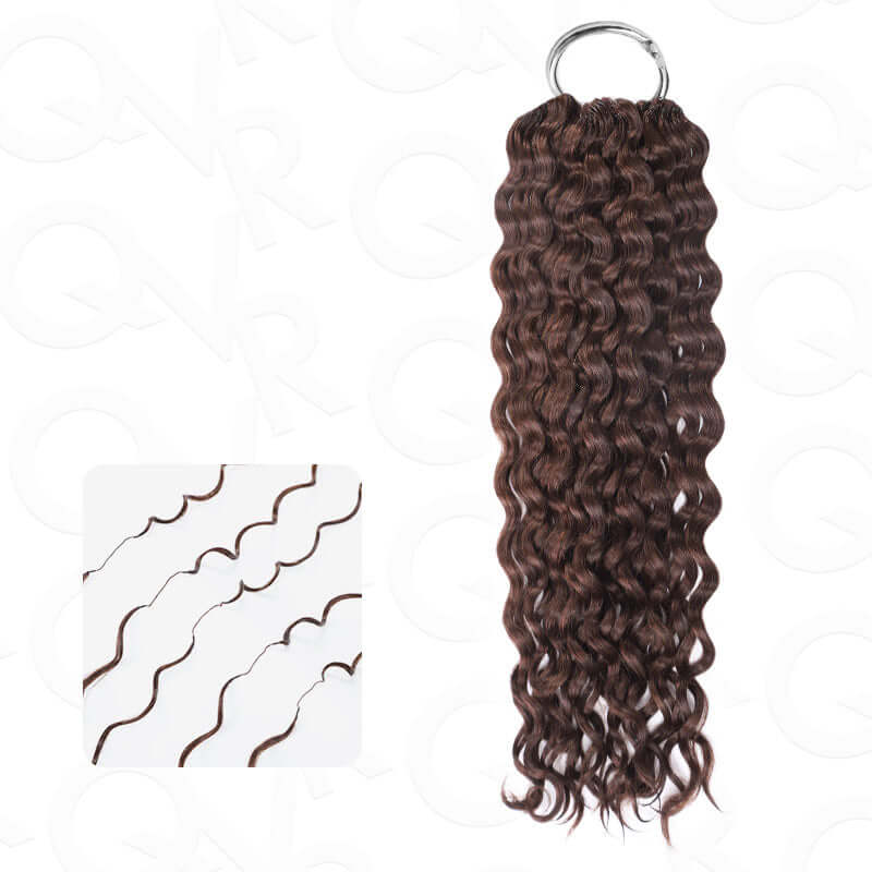 QVR Dark Brown #4 Crochet Hair Water Wave Machine Made Feather Human Hair Extension
