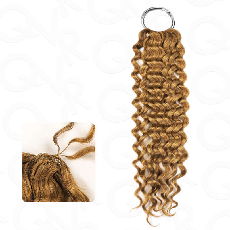 QVR Highlight Crochet Hair Water Wave #4+#30+#27 Machine Made Feather Human Hair Extension