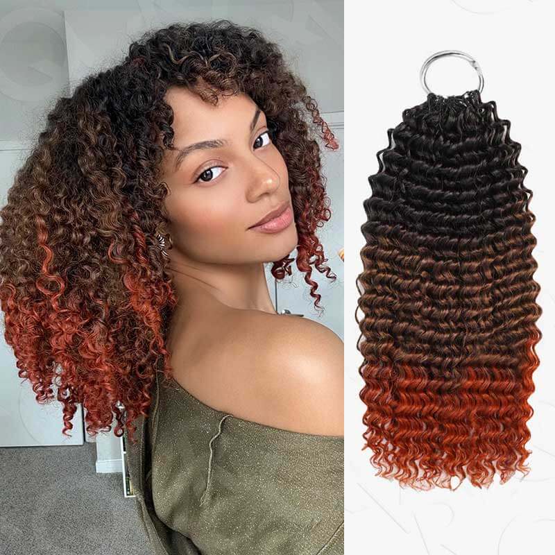 QVR Ombre #T1B/30/613 Small Kinky Curly Machine Made Feather Crochet Human Hair Extensions