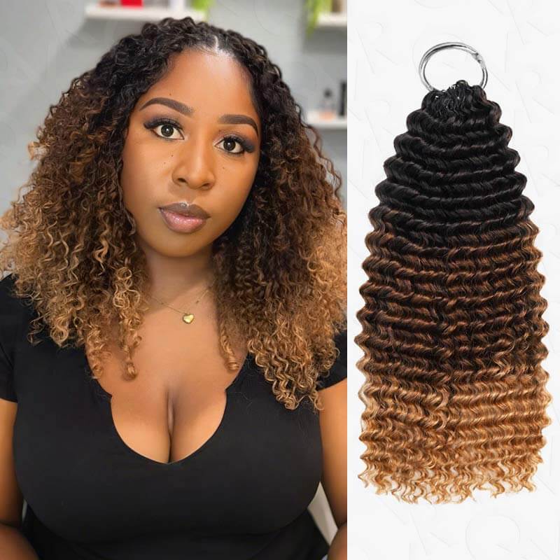 QVR #T1B/30 Crochet Hair Small Kinky Curly Machine Made Feather Human Hair Extension
