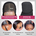 QVR Real Glueless Pre-cut 13x4/4x6 Lace Closure Wigs Balayage Highlights Colored Wig Body Wave/Straight Human Hair Wigs