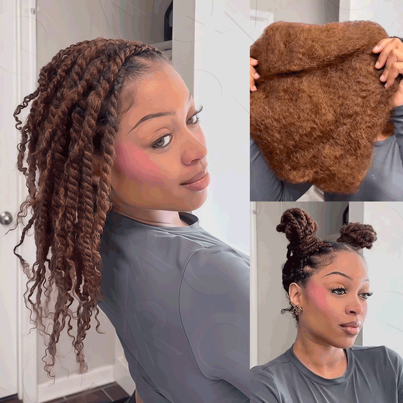 QVR Mixed Color #4/30 Afro Kinky Bulk Highlights #27/30 Human Hair