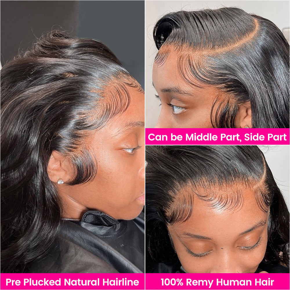 QVR Body Wave Real Brazilian Black Hair Lace Wigs Hair 180% Density 13x4 Lace Frontal Wigs