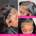 QVR Body Wave Real Brazilian Black Hair Lace Wigs Hair 180% Density 13x4 Lace Frontal Wigs