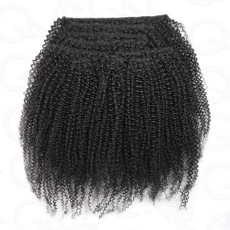 QVR Invisible 9PCS Weft Clip In Hair Extensions 5PCS Volumizer Afro Kinky Curly PU Clip In Human Hair