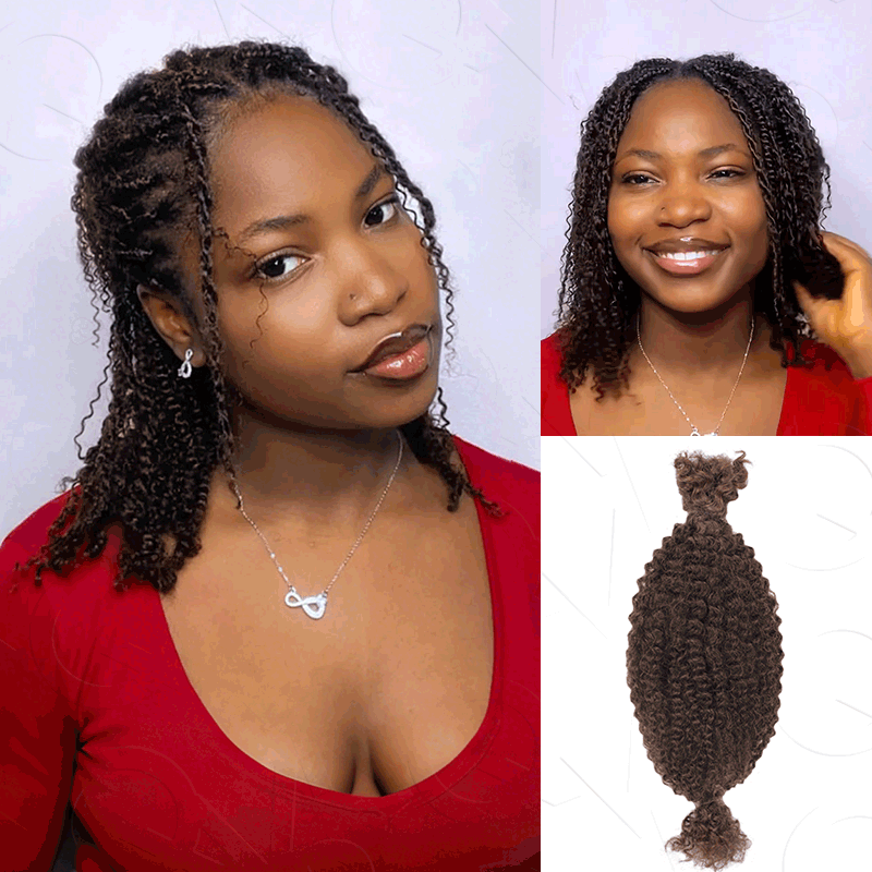 QVR Spring Twist Hair Dark Brown #4 Color Type 3C 4A Hair Extensions