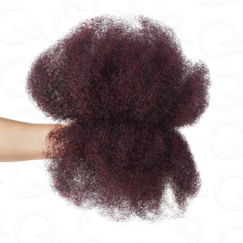 QVR Mix #1B/99J Color Afro Kinky Bulk Human Hair For Braiding Dreadlock Hair