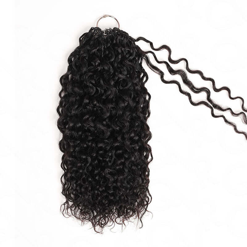 QVR Twist Curly Crochet Hair Natural Black Machine Made Feather Human Hair Extension
